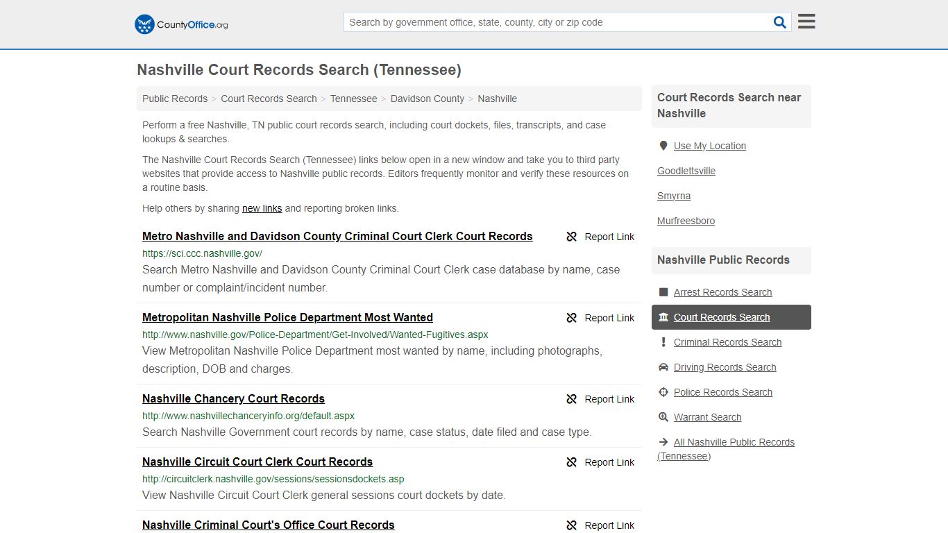 Nashville Court Records Search (Tennessee) - County Office